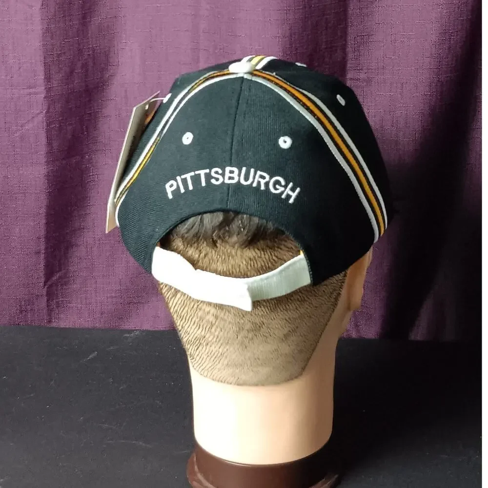 Pittsburgh Colors‎ Adjustable Ball Cap Mens Black & Yellow Spell Out Embroidered